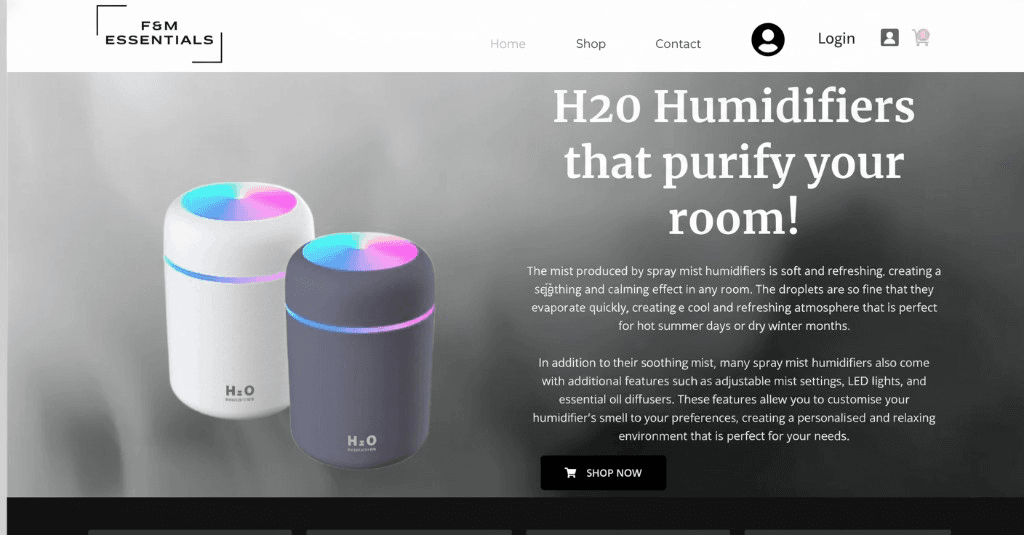 F&M Essentials website preview