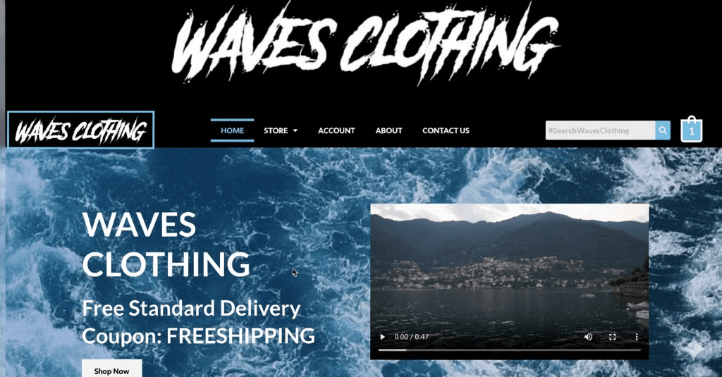 Waves Clothing website preview